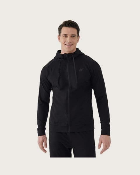 Pánska tréningová mikina so zipsom 4F SWEATSHIRT FNK M631-20S-DEEP BLACK
