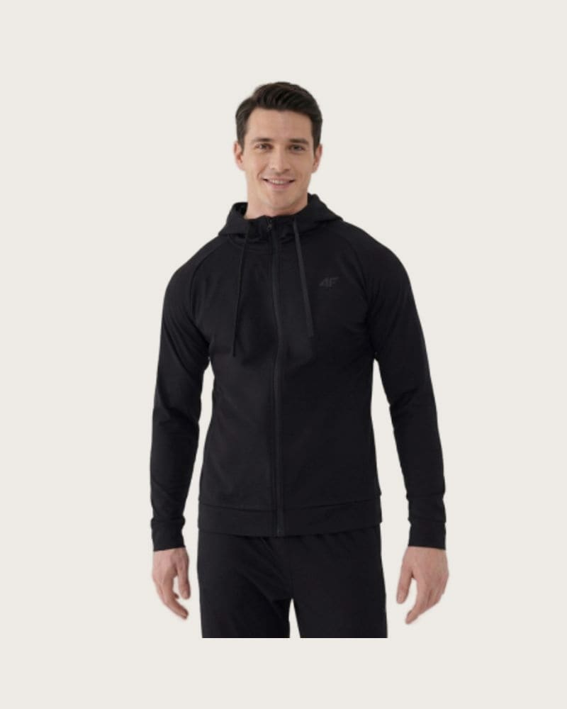 Pánska tréningová mikina so zipsom 4F SWEATSHIRT FNK M631-20S-DEEP BLACK