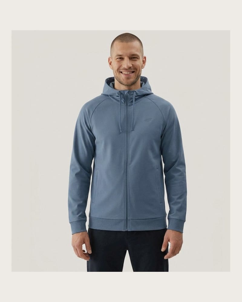Pánska tréningová mikina so zipsom 4F SWEATSHIRT FNK M631-32M-DENIM MELANGE – fotka 2