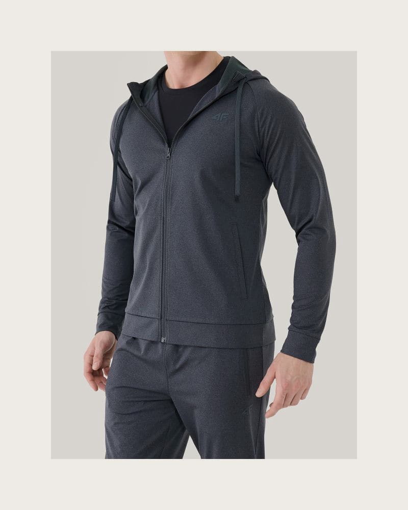 Pánska tréningová mikina so zipsom 4F SWEATSHIRT FNK M631-22M-ANTHRACITE MELANGE – fotka 3