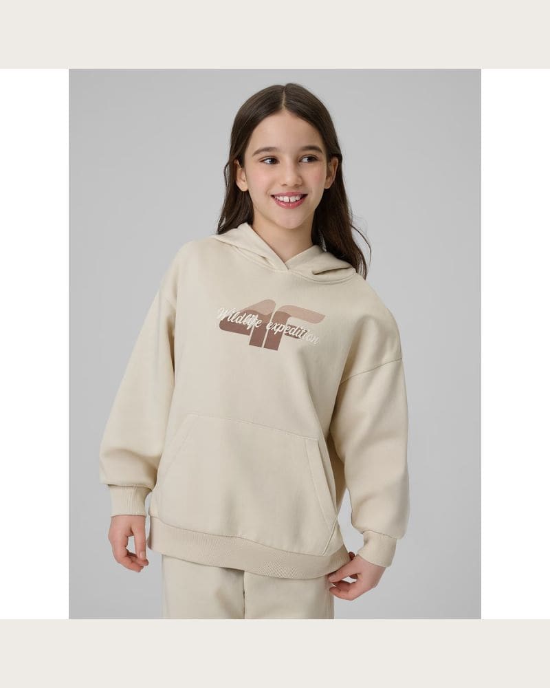 Dievčenská mikina s kapucňou 4F JUNIOR SWEATSHIRT F2270-83S-BEIGE – fotka 2