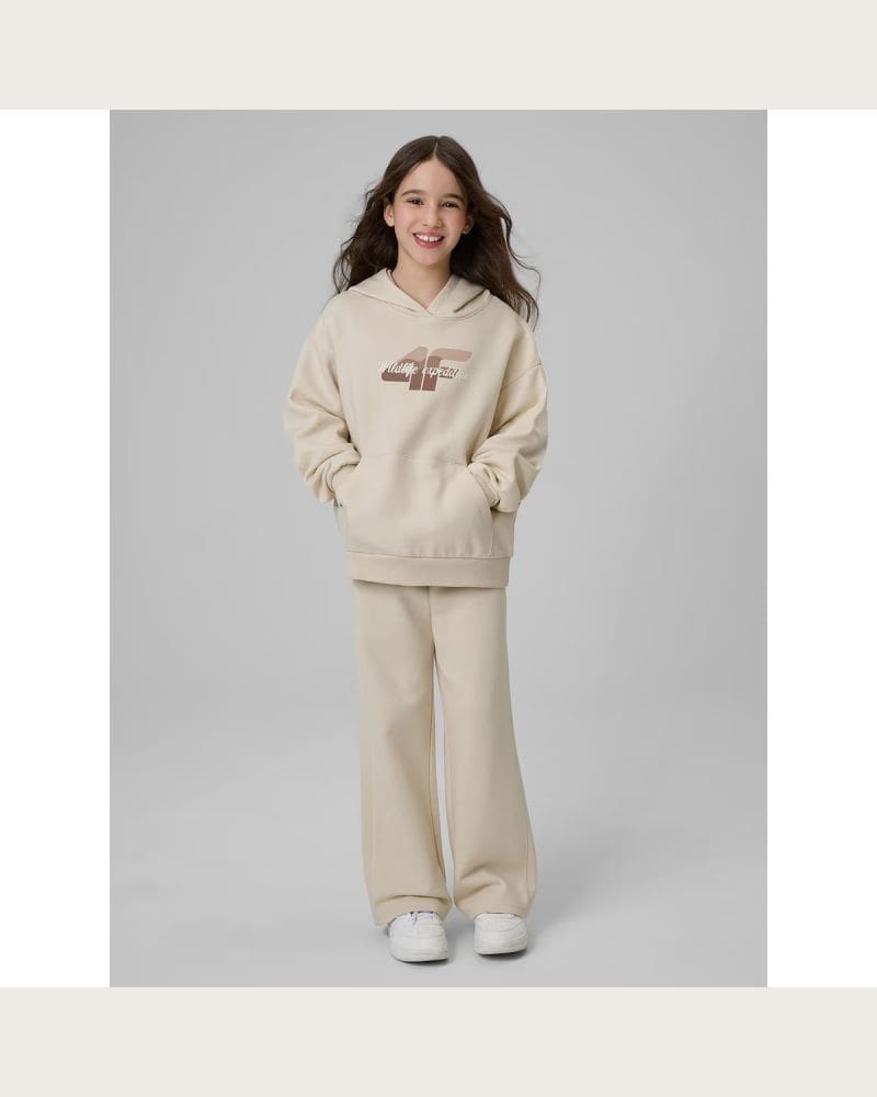 Dievčenská mikina s kapucňou 4F JUNIOR SWEATSHIRT F2270-83S-BEIGE – fotka 5