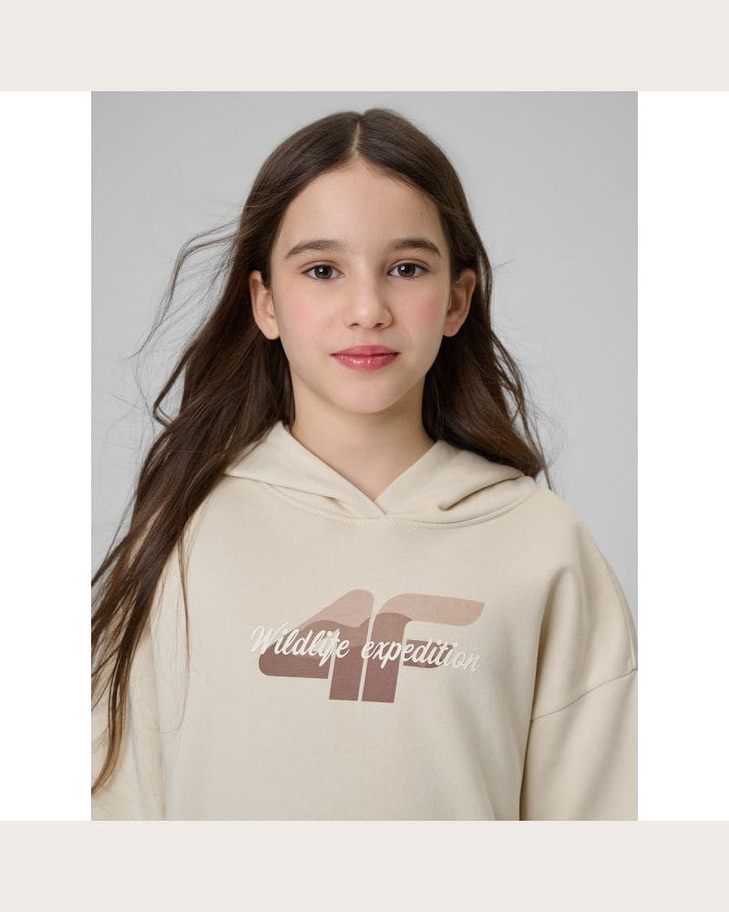Dievčenská mikina s kapucňou 4F JUNIOR SWEATSHIRT F2270-83S-BEIGE – fotka 8