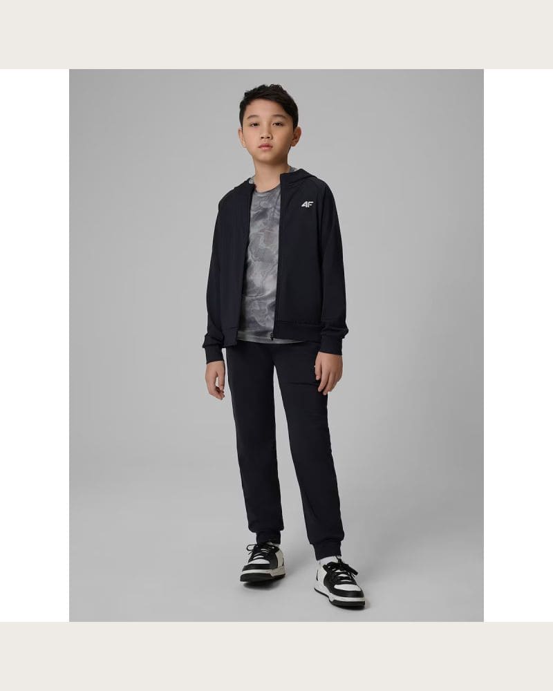 Chlapčenská tréningová mikina so zipsom 4F JUNIOR SWEATSHIRT FNK M690-20S-DEEP BLACK – fotka 5