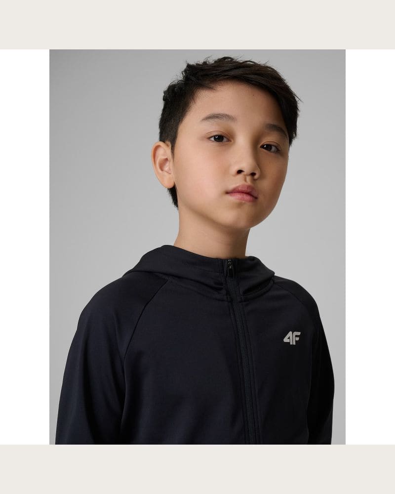 Chlapčenská tréningová mikina so zipsom 4F JUNIOR SWEATSHIRT FNK M690-20S-DEEP BLACK – fotka 7