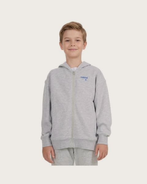 Chlapčenská mikina so zipsom 4F JUNIOR SWEATSHIRT M2326-25M-GREY MELANGE