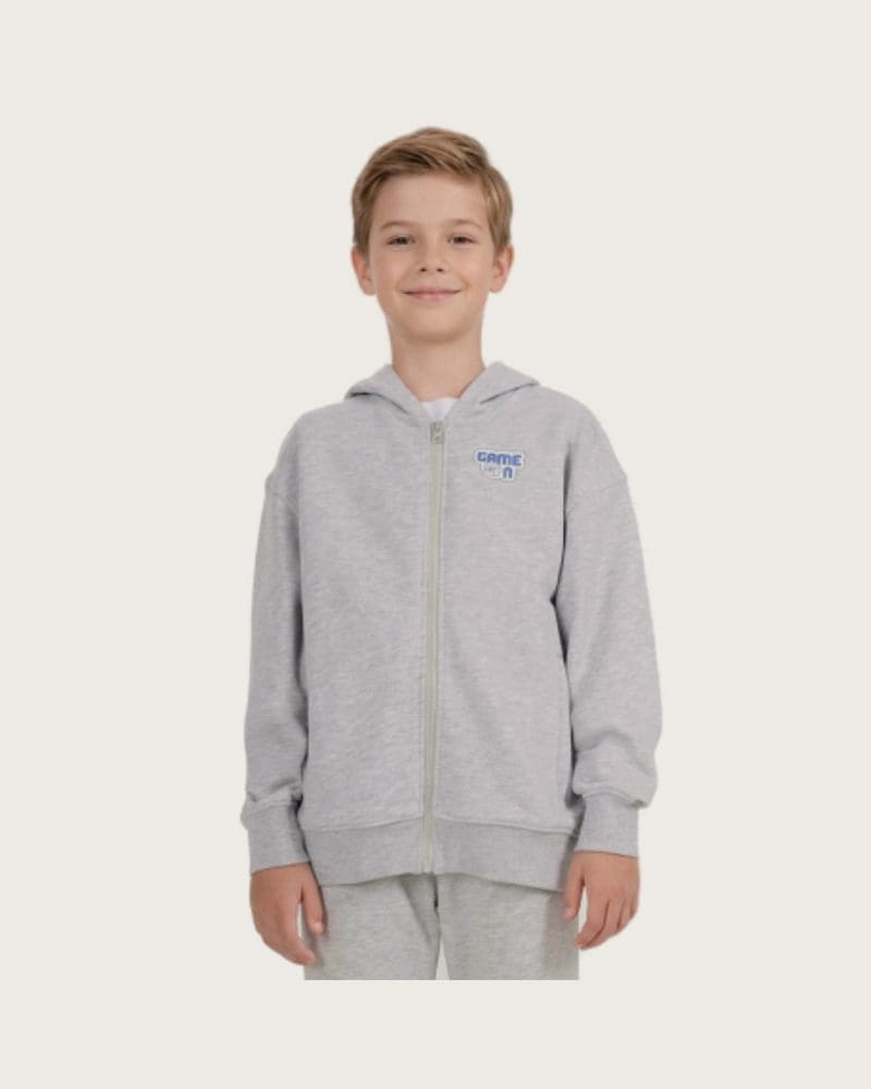 Chlapčenská mikina so zipsom 4F JUNIOR SWEATSHIRT M2326-25M-GREY MELANGE