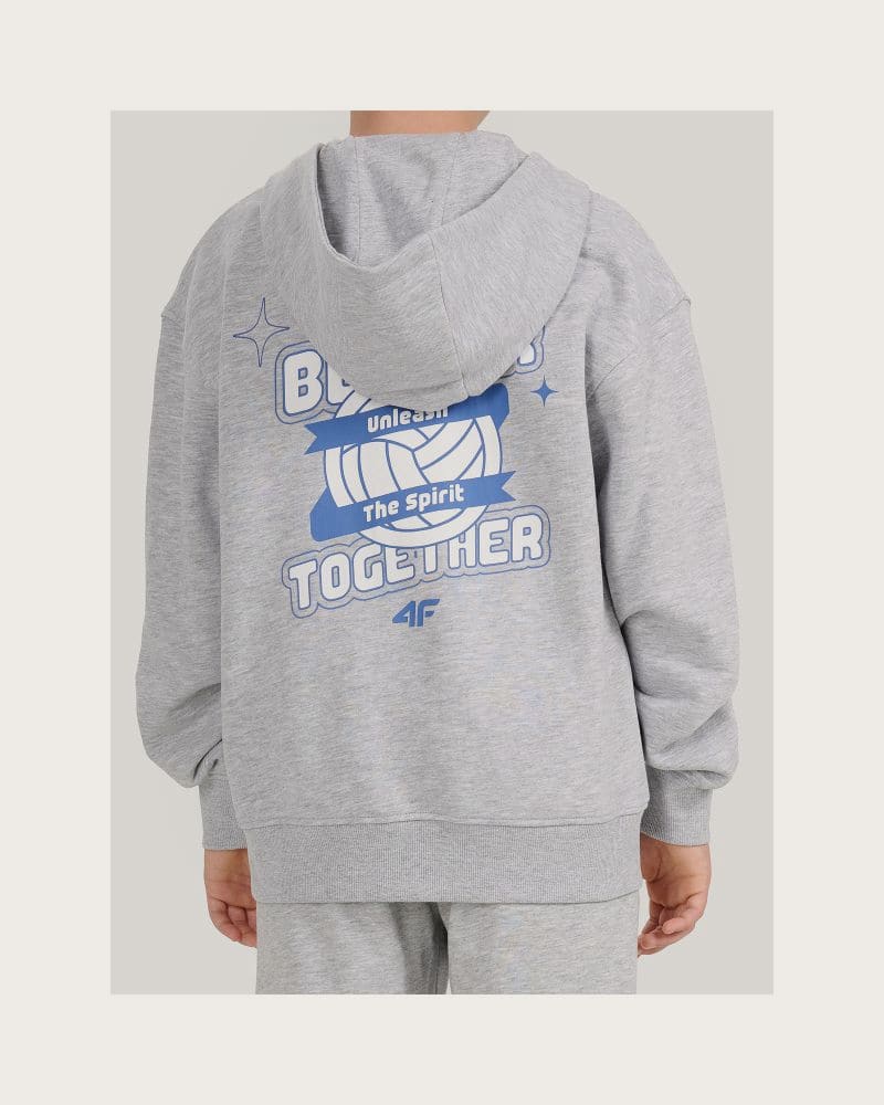 Chlapčenská mikina so zipsom 4F JUNIOR SWEATSHIRT M2326-25M-GREY MELANGE – fotka 3
