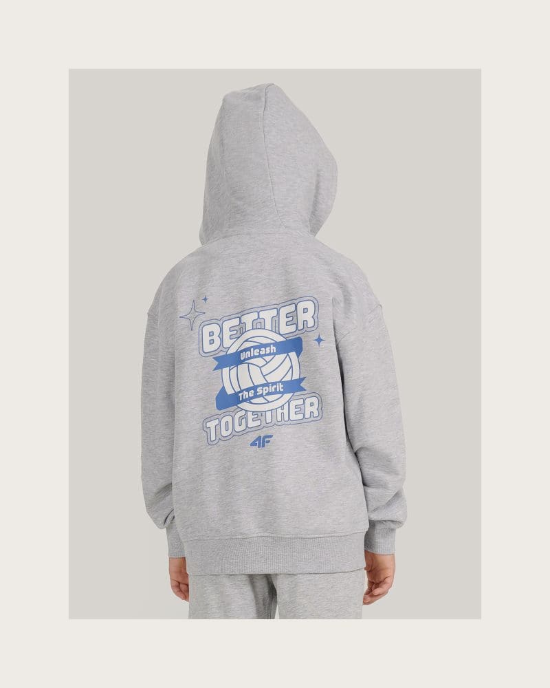 Chlapčenská mikina so zipsom 4F JUNIOR SWEATSHIRT M2326-25M-GREY MELANGE – fotka 4