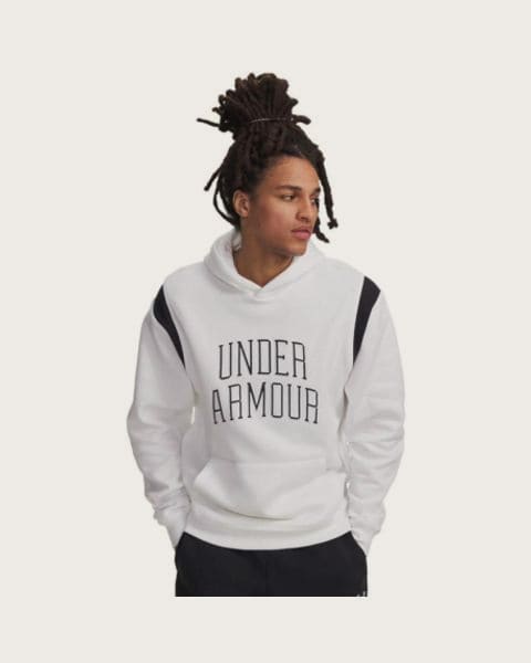 Pánska zateplená mikina s kapucňou UNDER ARMOUR UA Rival Fleece Nov Hoodie-WHT