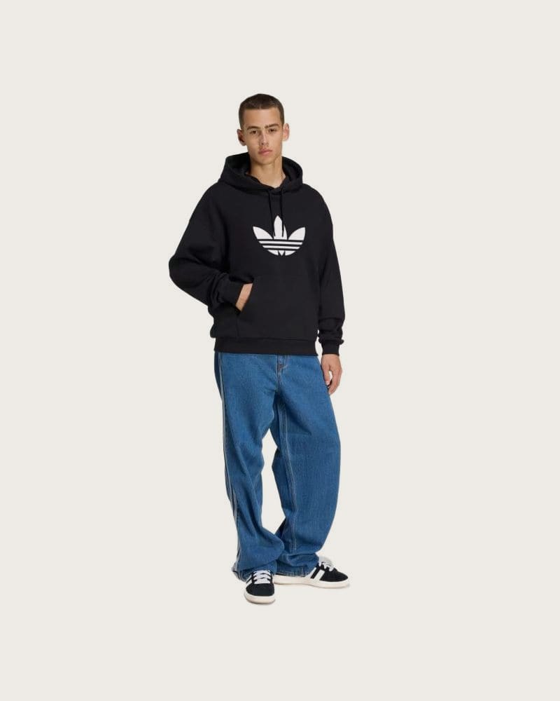 Pánska mikina s kapucňou ADIDAS ORIGINALS TREFOIL HOODY BLACK WHITE – fotka 3