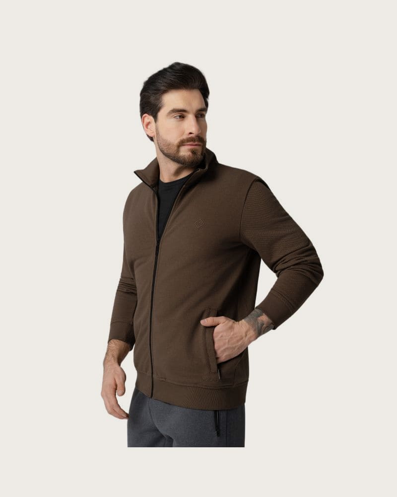Pánska mikina so zipsom VOLCANO B-DRACO-500-BROWN – fotka 3