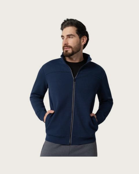 Pánska zateplená mikina so zipsom VOLCANO B-POPLAR-600-NAVY