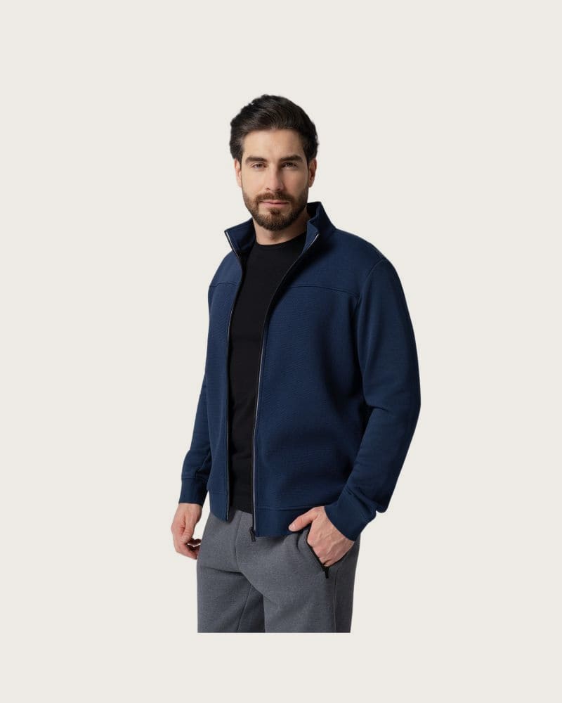 Pánska zateplená mikina so zipsom VOLCANO B-POPLAR-600-NAVY – fotka 2