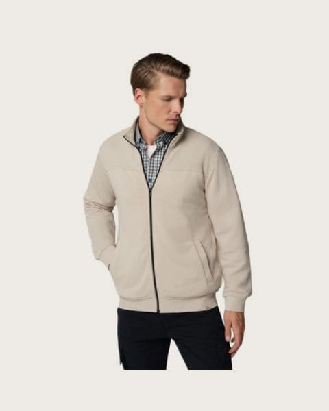 Pánska zateplená mikina so zipsom VOLCANO B-POPLAR-102-BEIGE