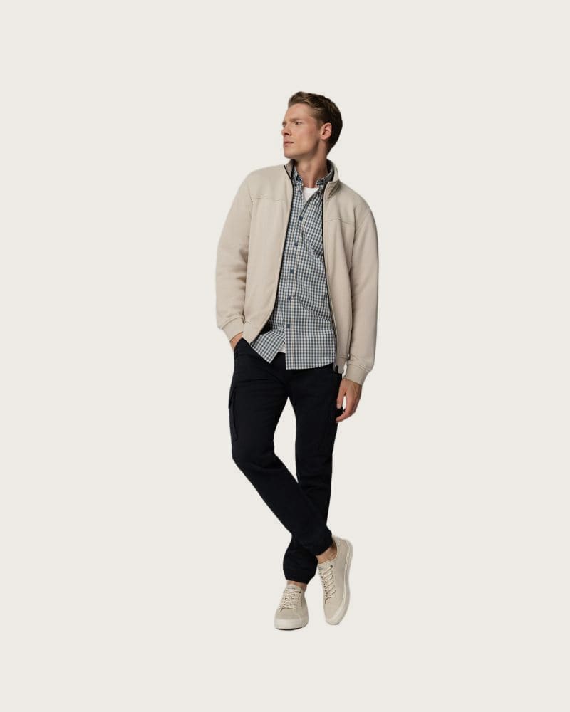Pánska zateplená mikina so zipsom VOLCANO B-POPLAR-102-BEIGE – fotka 3