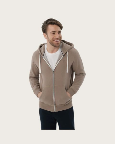 Pánska zateplená mikina so zipsom VOLCANO B-STAR-102-BEIGE