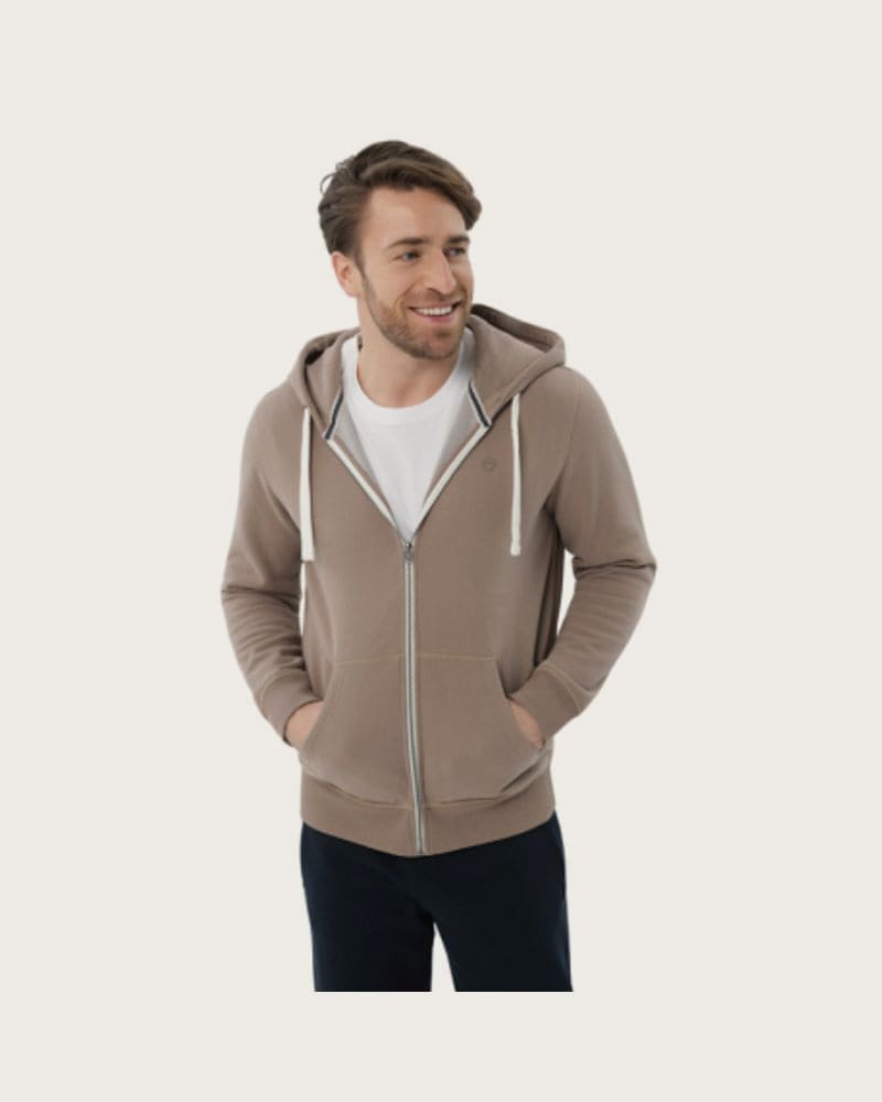 Pánska zateplená mikina so zipsom VOLCANO B-STAR-102-BEIGE