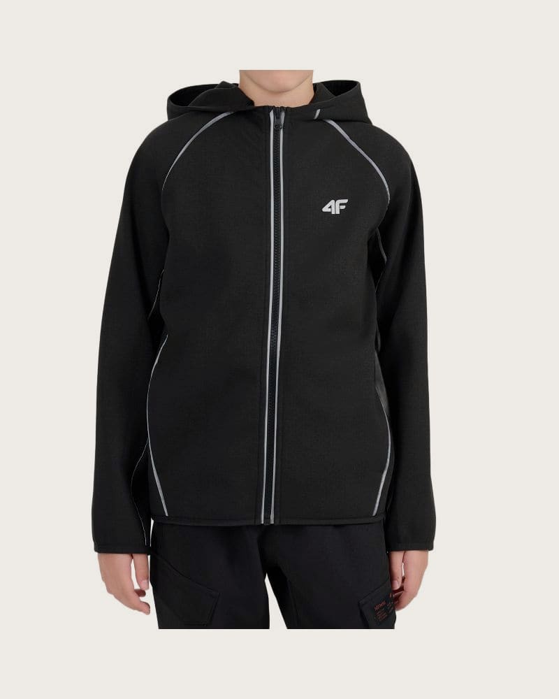 Chlapčenská zateplená tréningová mikina so zipsom 4F JUNIOR SWEATSHIRT FNK M0954-20S-DEEP BLACK – fotka 2