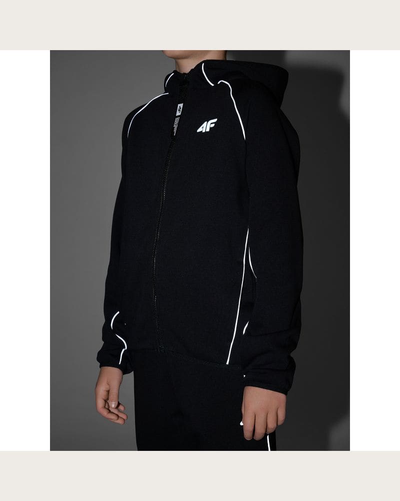 Chlapčenská zateplená tréningová mikina so zipsom 4F JUNIOR SWEATSHIRT FNK M0954-20S-DEEP BLACK – fotka 6