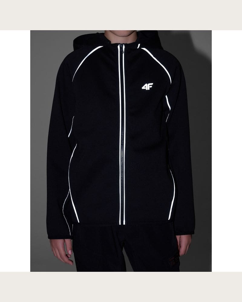 Chlapčenská zateplená tréningová mikina so zipsom 4F JUNIOR SWEATSHIRT FNK M0954-20S-DEEP BLACK – fotka 7