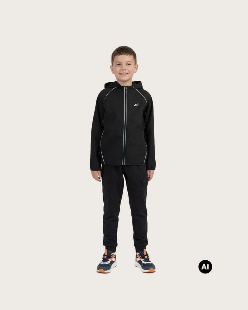 Chlapčenská zateplená tréningová mikina so zipsom 4F JUNIOR SWEATSHIRT FNK M0954-20S-DEEP BLACK – fotka 8
