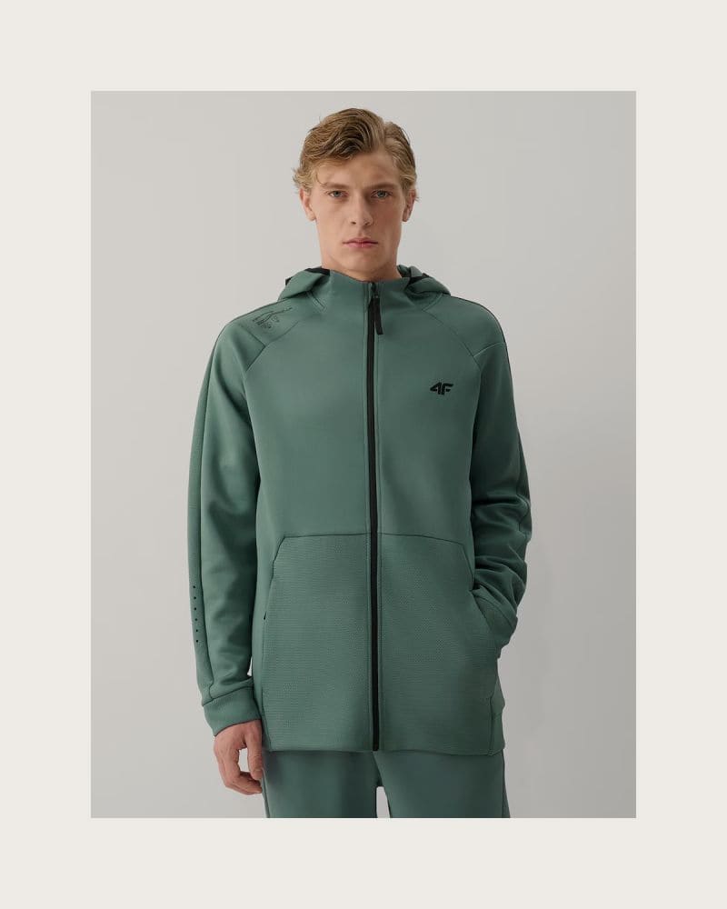 Pánska tréningová mikina so zipsom 4F SWEATSHIRT FNK M0893-42S-LIGHT GREEN – fotka 2