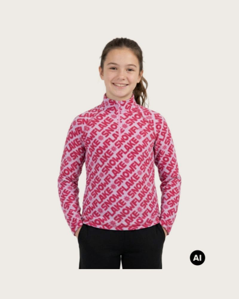 Dievčenská termo mikina s 1 2 zipsom 4F JUNIOR FLEECE UNDERWEAR F090-90A-MULTICOLOUR ALLOVER