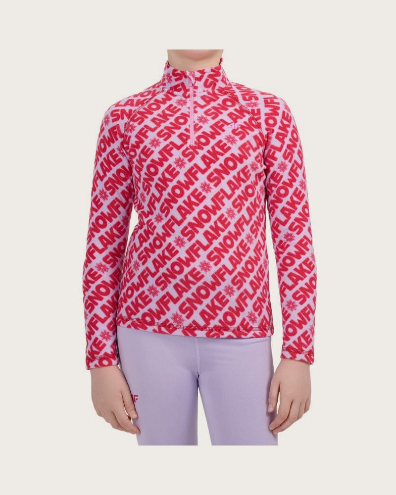 Dievčenská termo mikina s 1 2 zipsom 4F JUNIOR FLEECE UNDERWEAR F090-90A-MULTICOLOUR ALLOVER – fotka 2