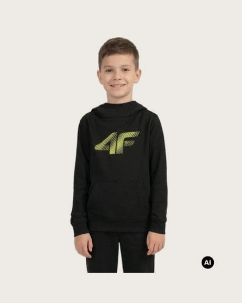Chlapčenská mikina s kapucňou 4F JUNIOR SWEATSHIRT M2761-20S-DEEP BLACK