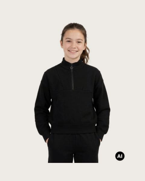 Dievčenská mikina s 1 2 zipsom 4F JUNIOR SWEATSHIRT F2701-20S-DEEP BLACK