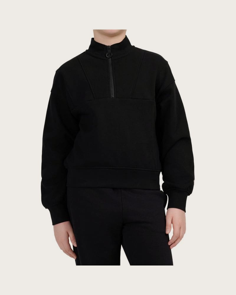 Dievčenská mikina s 1 2 zipsom 4F JUNIOR SWEATSHIRT F2701-20S-DEEP BLACK – fotka 2