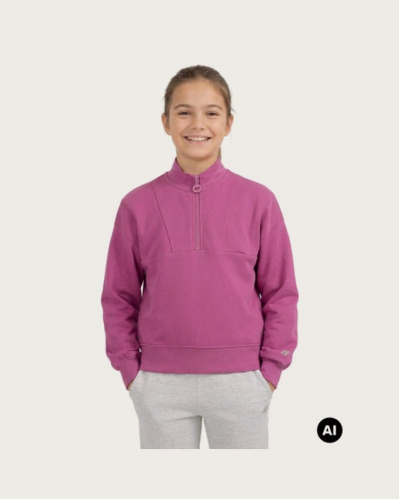 Dievčenská mikina s 1 2 zipsom 4F JUNIOR SWEATSHIRT F2701-51S-VIOLET