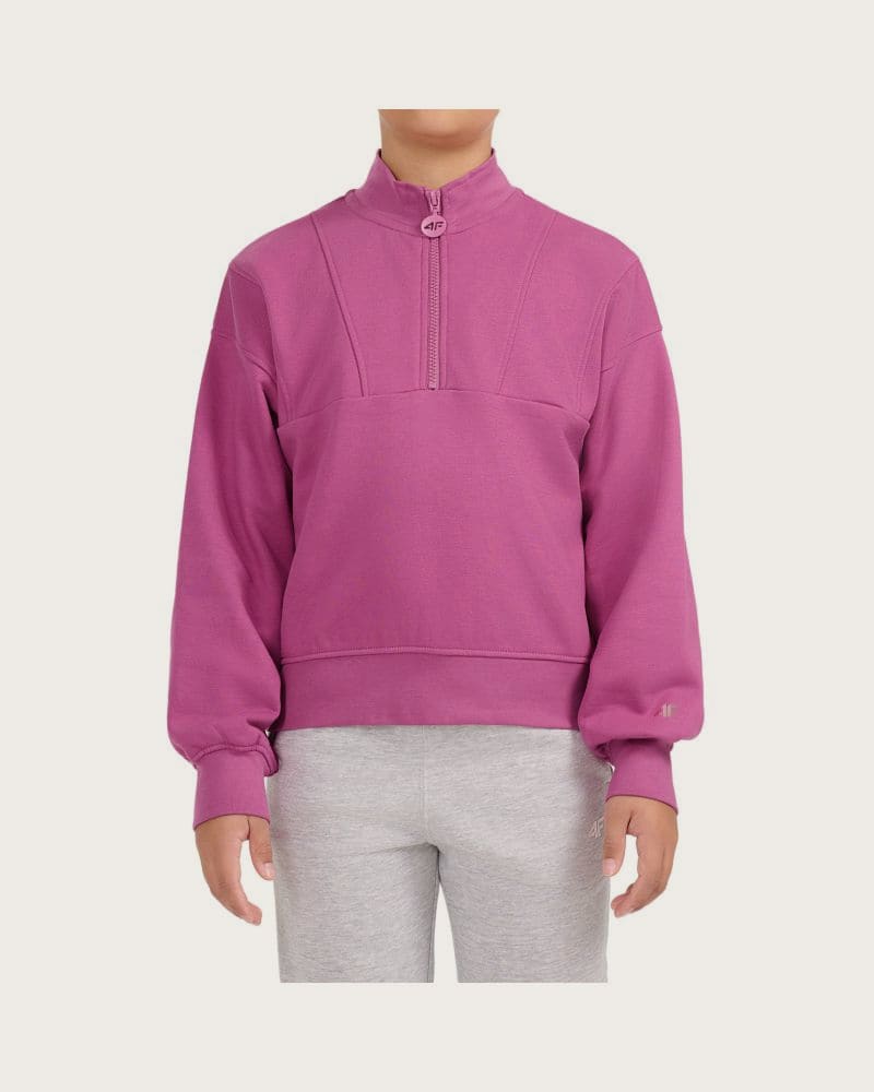 Dievčenská mikina s 1 2 zipsom 4F JUNIOR SWEATSHIRT F2701-51S-VIOLET – fotka 2