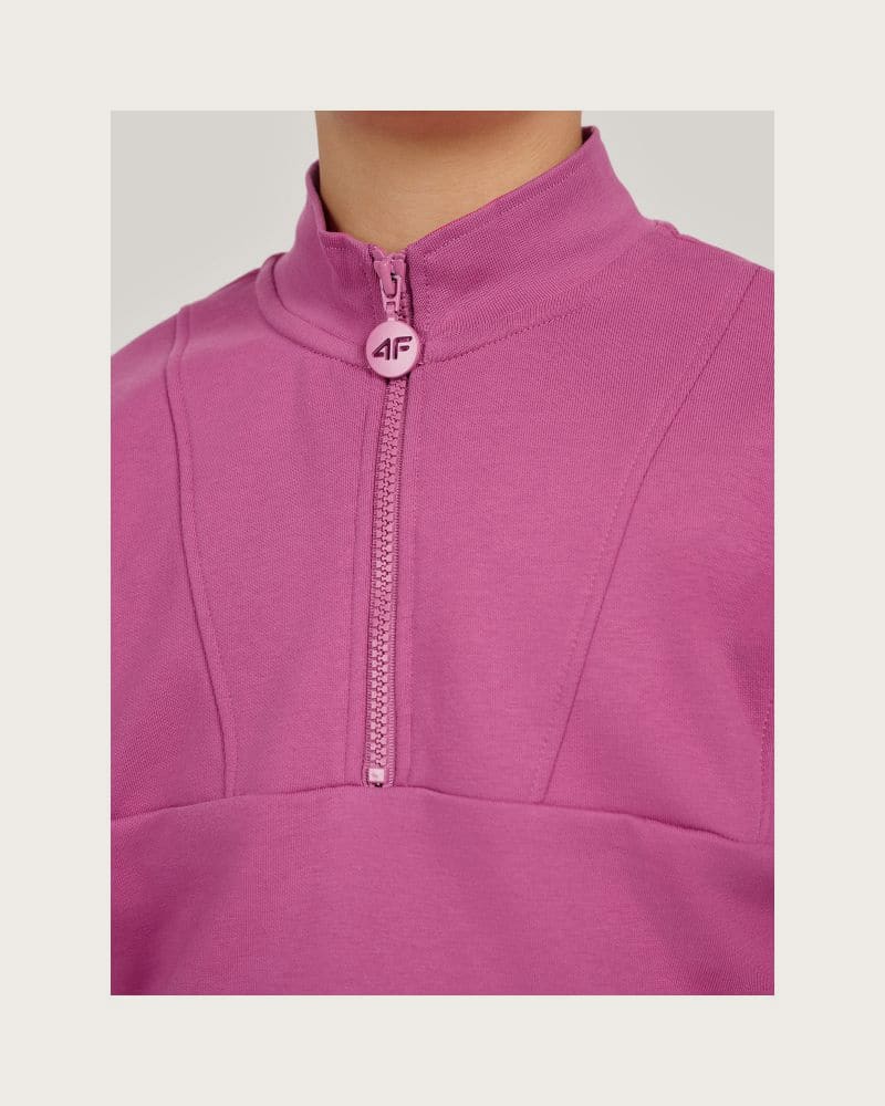 Dievčenská mikina s 1 2 zipsom 4F JUNIOR SWEATSHIRT F2701-51S-VIOLET – fotka 4