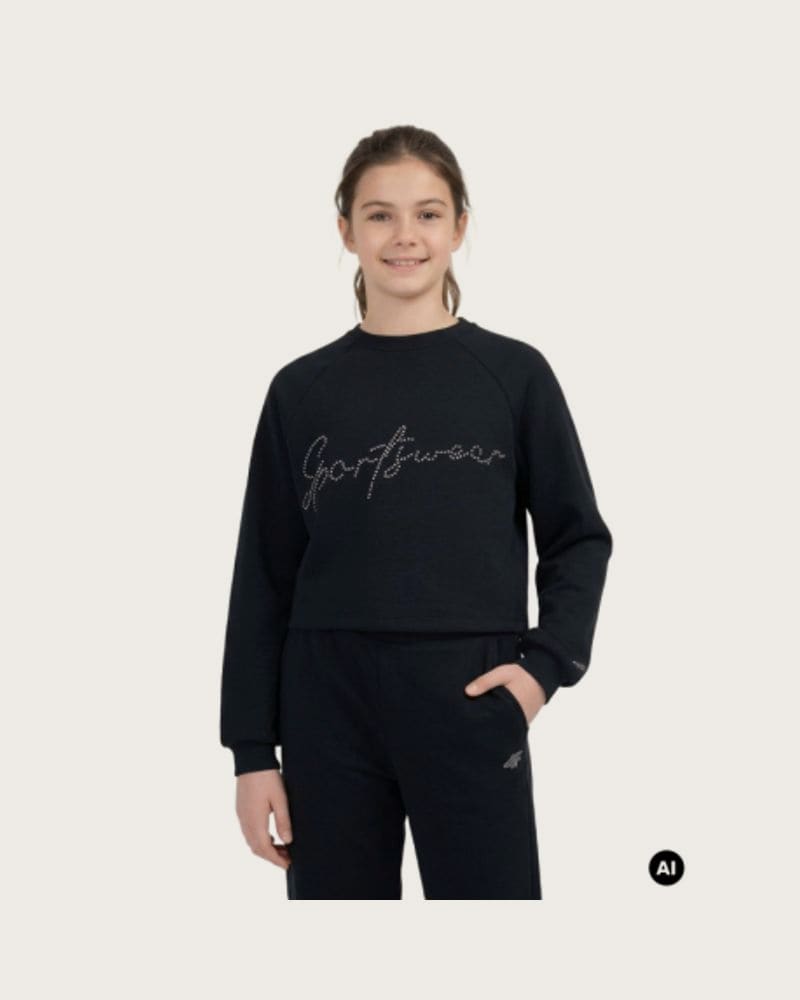 Dievčenská mikina 4F JUNIOR SWEATSHIRT F2705-20S-DEEP BLACK