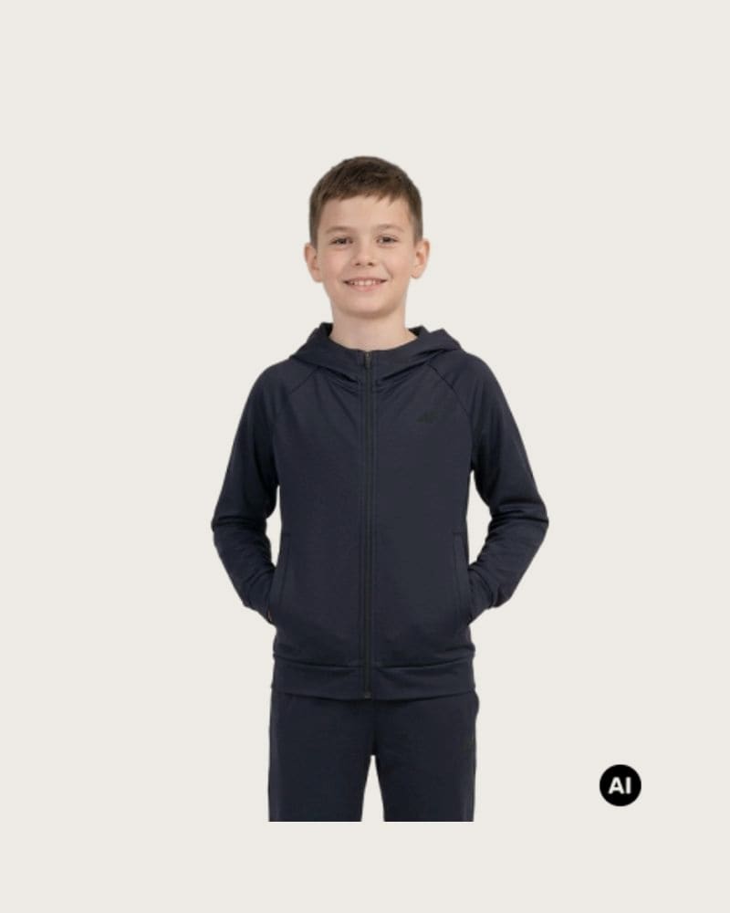 Chlapčenská tréningová mikina so zipsom 4F JUNIOR SWEATSHIRT FNK M0953-20S-DEEP BLACK