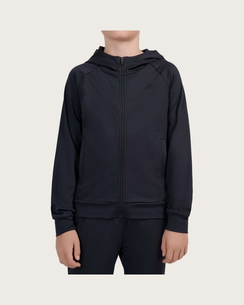 Chlapčenská tréningová mikina so zipsom 4F JUNIOR SWEATSHIRT FNK M0953-20S-DEEP BLACK – fotka 2