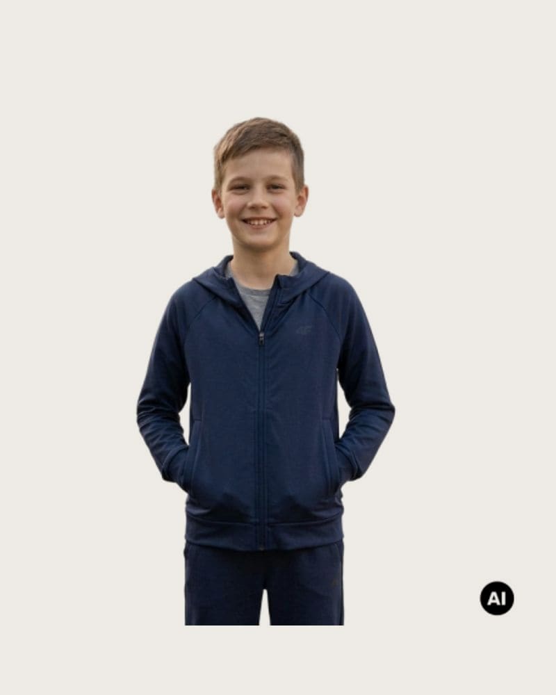 Chlapčenská tréningová mikina so zipsom 4F JUNIOR SWEATSHIRT FNK M0953-31S-NAVY