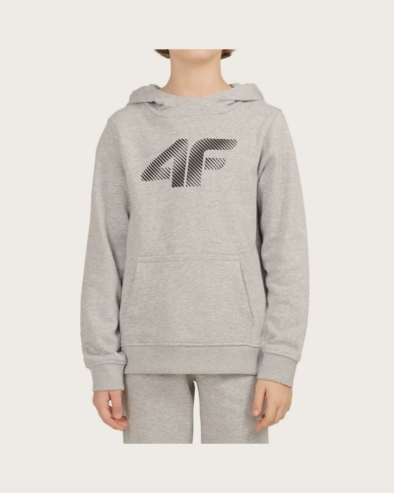Chlapčenská mikina s kapucňou 4F JUNIOR SWEATSHIRT M2753-27M-COLD LIGHT GREY MELANGE – fotka 2