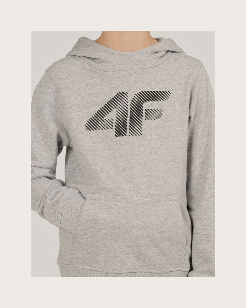 Chlapčenská mikina s kapucňou 4F JUNIOR SWEATSHIRT M2753-27M-COLD LIGHT GREY MELANGE – fotka 4