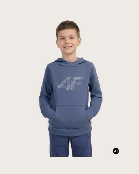 Chlapčenská mikina s kapucňou 4F JUNIOR SWEATSHIRT M2679-32S-DENIM