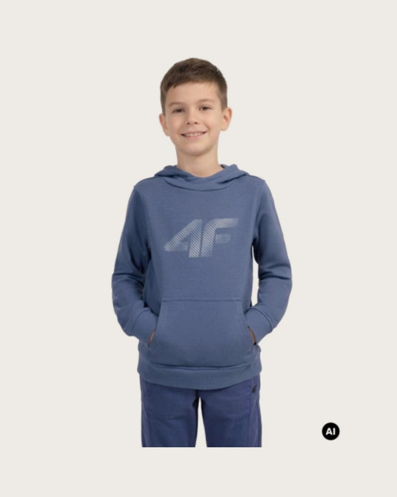 Chlapčenská mikina s kapucňou 4F JUNIOR SWEATSHIRT M2679-32S-DENIM