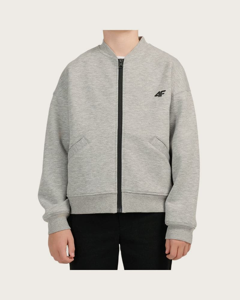 Chlapčenská mikina so zipsom 4F JUNIOR SWEATSHIRT M2684-26M-WARM LIGHT GREY MELANGE – fotka 2