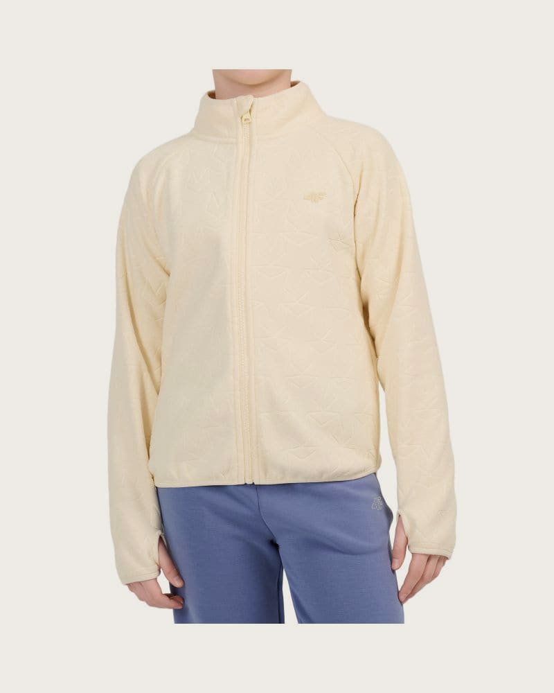 Dievčenská flisová mikina so zipsom 4F JUNIOR FLEECE F474-12S-CREME – fotka 2