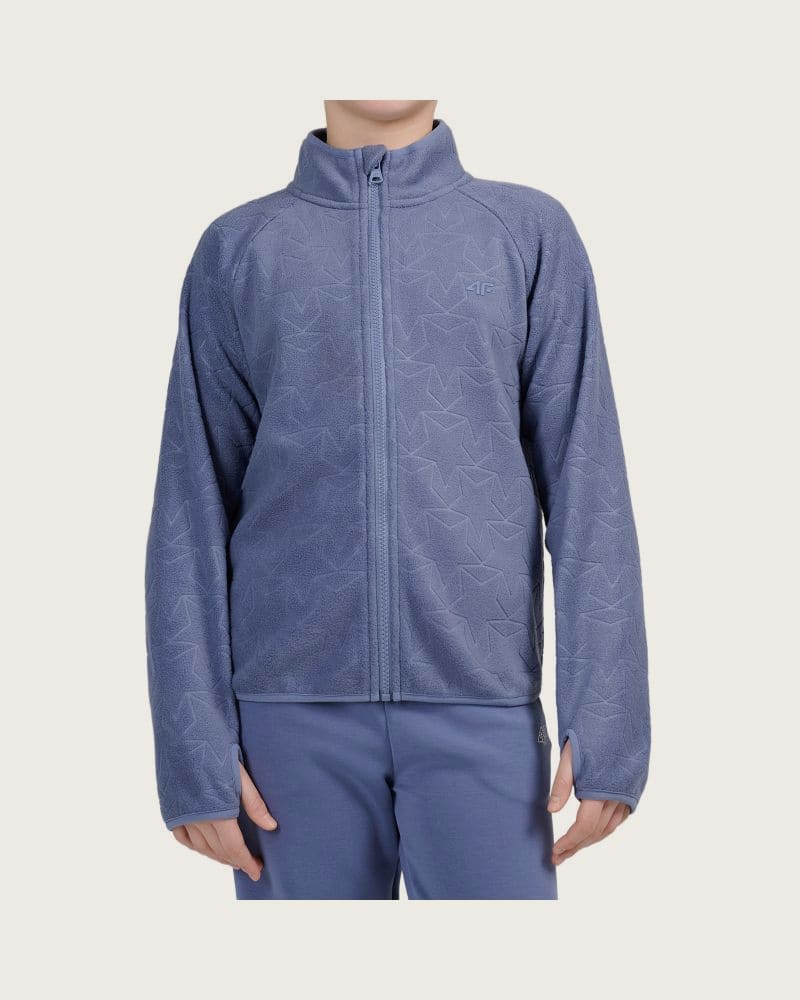Dievčenská flisová mikina so zipsom 4F JUNIOR FLEECE F474-32S-DENIM – fotka 2