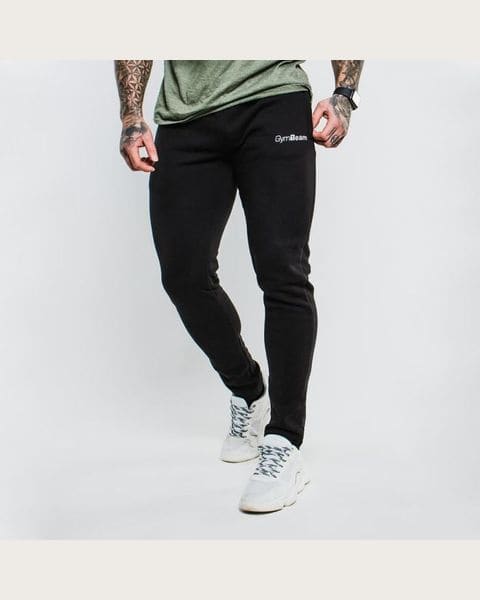 GymBeam Tepláky Slimfit Black M