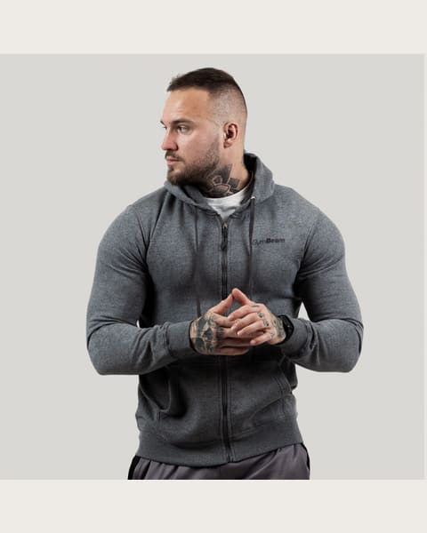 GymBeam Mikina Zipper Hoodie Grey Black S