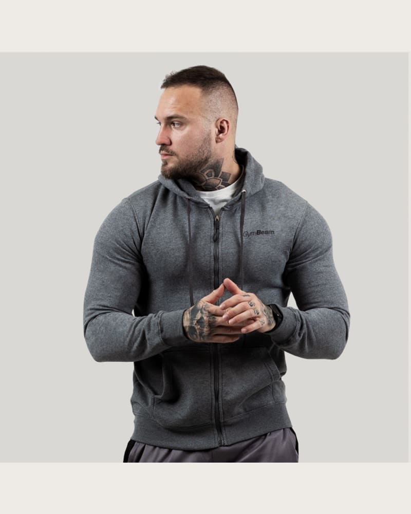 GymBeam Mikina Zipper Hoodie Grey Black S