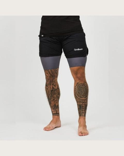 GymBeam Pánske Šortky 2in1 Black Grey S